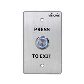 Visionis VIS-7001 - Indoor   Outdoor Weather, Waterproof Rated IP65 Stainless Steel Door Bell Type Round Request To Exit Button Standard Size For Door Access Control w/ LED Light, NC, COM, NO Outputs
