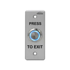 Visionis VIS-7008 - Indoor   Outdoor Weather, Waterproof Rated IP65 Stainless Steel Door Bell Type Round Request to Exit Button Slim Size for Door Access Control with LED Light   NC COM and NO Outputs