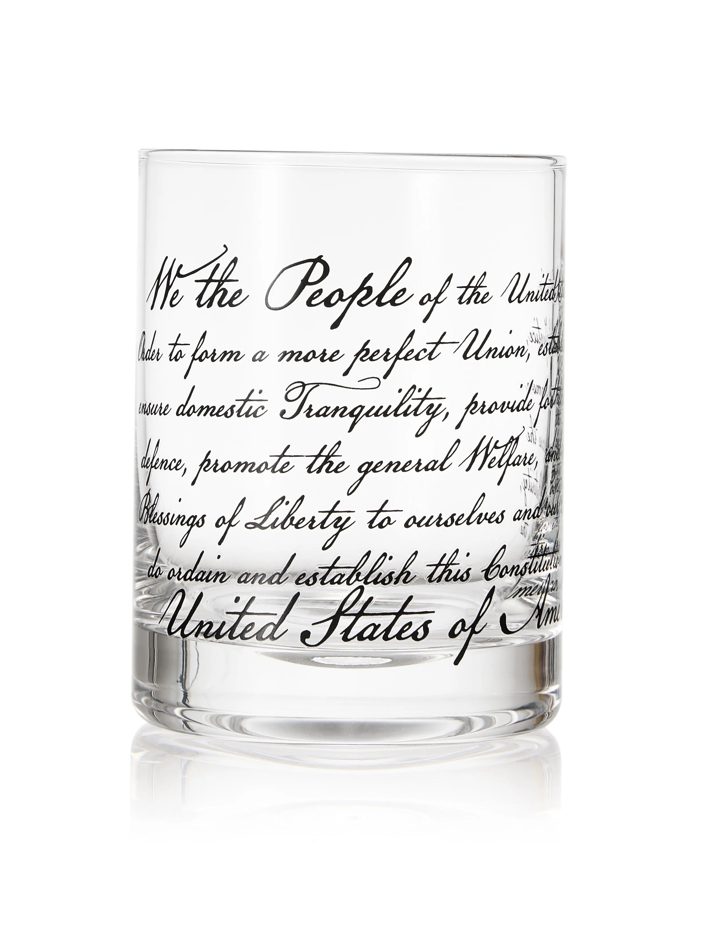 Whiskey Glasses – United States Constitution - Wood American Flag Tray & Set of 4 We The People 10oz America Glassware, Old Fashioned Rocks Glass, Freedom Of Speech Law Gift Set US Patriotic by The Wine Savant