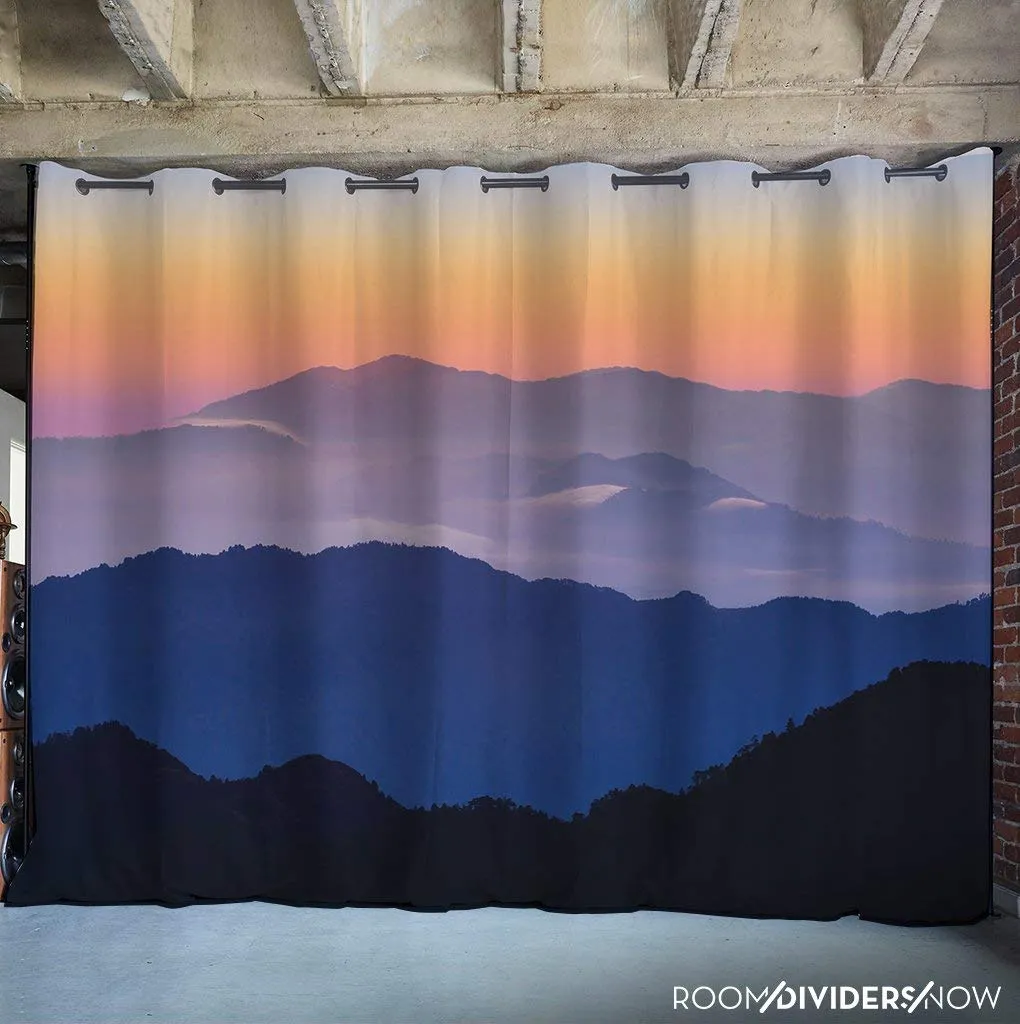 Zenfinit Room Divider Kit - Small A, 8ft Tall x 5ft - 6ft 8in Wide, Misty Mountains (Room