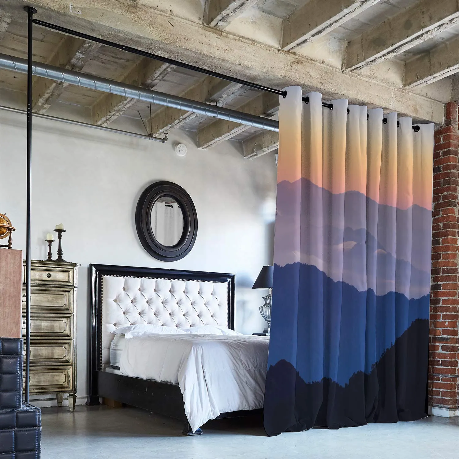 Zenfinit Room Divider Kit - Small A, 8ft Tall x 5ft - 6ft 8in Wide, Misty Mountains (Room