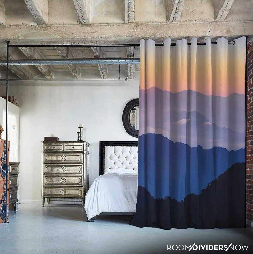 Zenfinit Room Divider Kit - Small A, 8ft Tall x 5ft - 6ft 8in Wide, Misty Mountains (Room