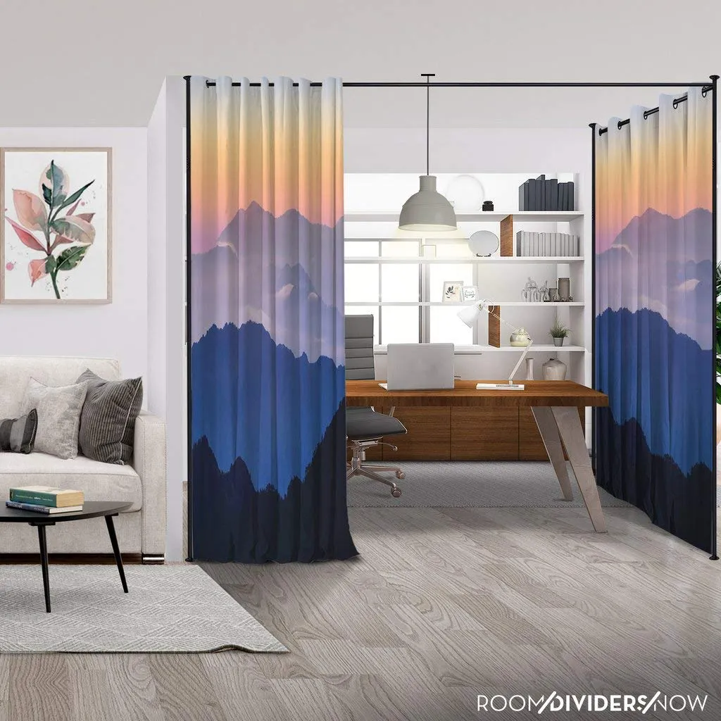 Zenfinit Room Divider Kit - Small A, 8ft Tall x 5ft - 6ft 8in Wide, Misty Mountains (Room