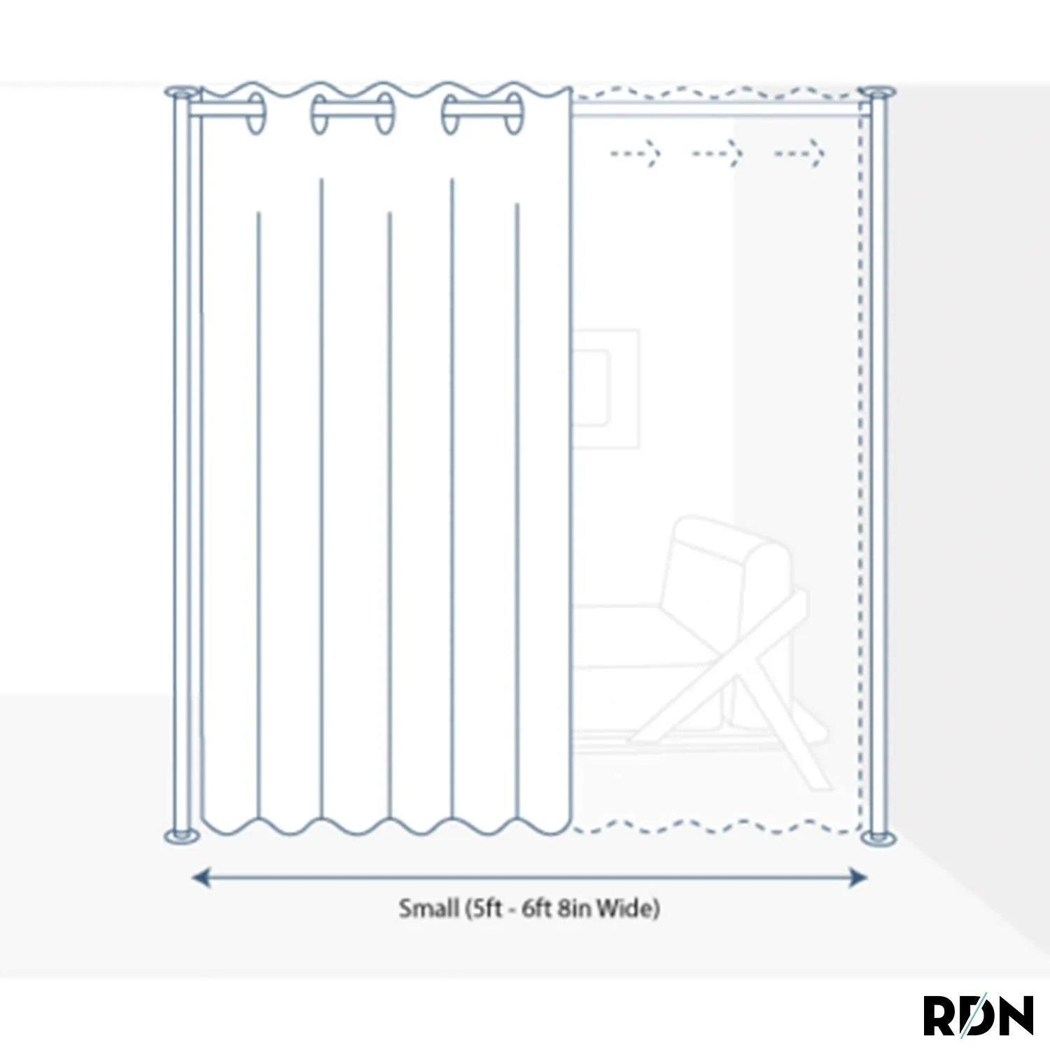 Zenfinit Room Divider Kit - Small A, 8ft Tall x 5ft - 6ft 8in Wide, Misty Mountains (Room