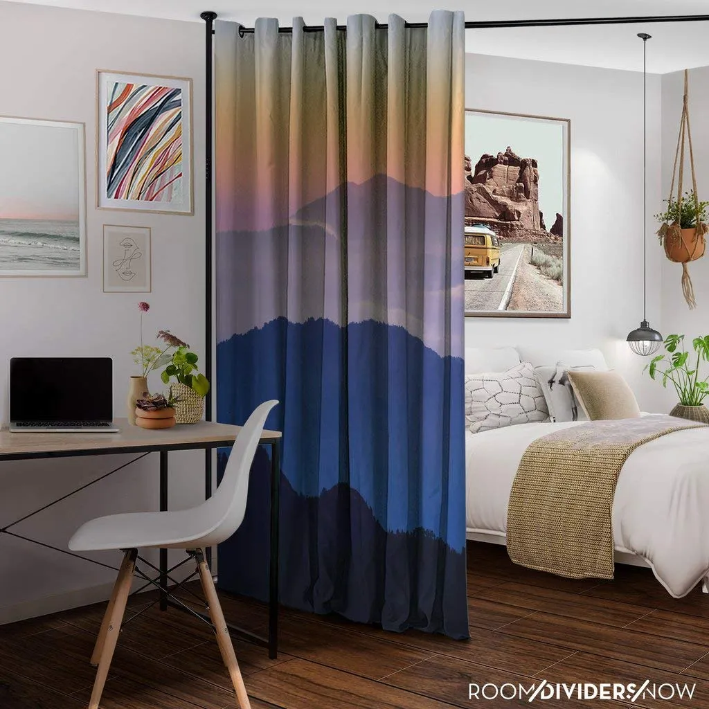 Zenfinit Room Divider Kit - Small A, 8ft Tall x 5ft - 6ft 8in Wide, Misty Mountains (Room